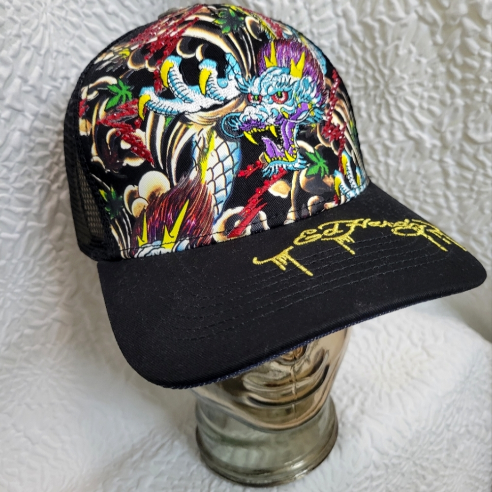 🎋Ed Hardy Embroidered Rhinestone Dragon Cap - Picture 10 of 13